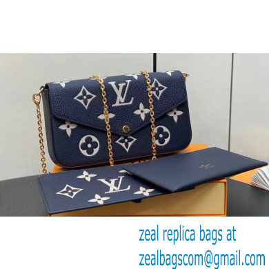 Louis Vuitton Monogram Empreinte leather Felicie Pochette Bag Navy Blue/Cream 2024