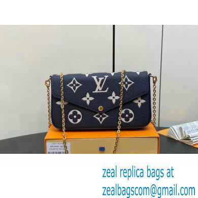 Louis Vuitton Monogram Empreinte leather Felicie Pochette Bag Navy Blue/Cream 2024