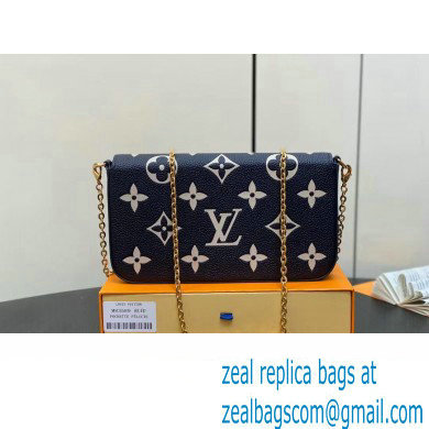 Louis Vuitton Monogram Empreinte leather Felicie Pochette Bag Navy Blue/Cream 2024