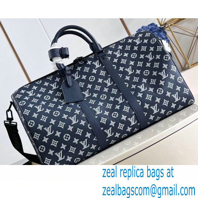 Louis Vuitton Monogram Shadow leather Keepall Bandouliere 50 Bag M24953 Ink Blue 2024