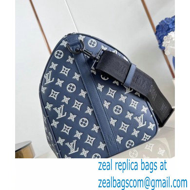 Louis Vuitton Monogram Shadow leather Keepall Bandouliere 50 Bag M24953 Ink Blue 2024