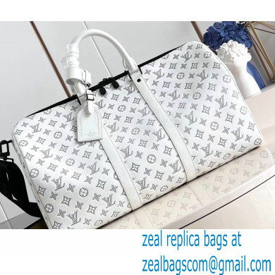 Louis Vuitton Monogram Shadow leather Keepall Bandouliere 50 Bag M24954 White 2024