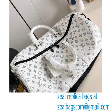 Louis Vuitton Monogram Shadow leather Keepall Bandouliere 50 Bag M24954 White 2024