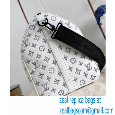 Louis Vuitton Monogram Shadow leather Keepall Bandouliere 50 Bag M24954 White 2024