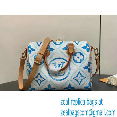 Louis Vuitton Monogram Tiles canvas Speedy Bandouliere 25 Bag M11264 LV By The Pool Lagoon Blue 2024