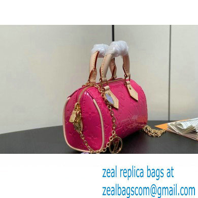 Louis Vuitton Monogram Vernis leather Nano Speedy Bag New LV Remix M83273 Neon Pink 2024