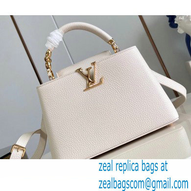 Louis Vuitton Taurillon leather Capucines BB Bag M24698 Quartz White 2024