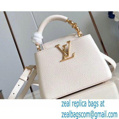 Louis Vuitton Taurillon leather Capucines Mini Bag M23944 Quartz White 2024