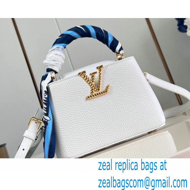 Louis Vuitton Taurillon leather Capucines Mini Bag M24673 Snow White 2024