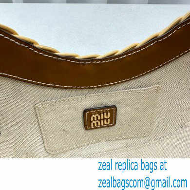 MIU MIU wander wicker hobo bag 5BC125 TAN/CARAMEL2024