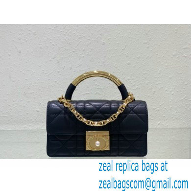 Mini Dior Ange Bag in Black Macrocannage Calfskin 2024