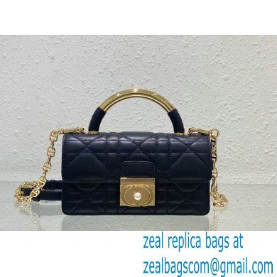 Mini Dior Ange Bag in Black Macrocannage Calfskin 2024