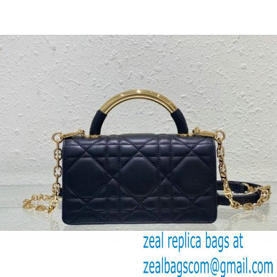 Mini Dior Ange Bag in Black Macrocannage Calfskin 2024