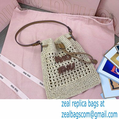 Miu Miuwoven raffia mini bag beige 2024