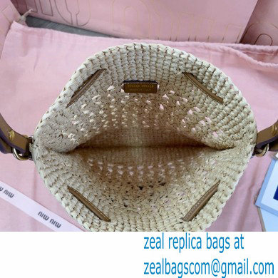 Miu Miuwoven raffia mini bag beige 2024