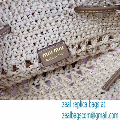 Miu Miuwoven raffia mini bag beige 2024