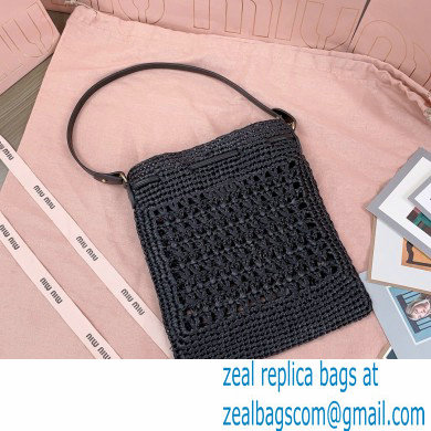 Miu Miuwoven raffia mini bag black 2024