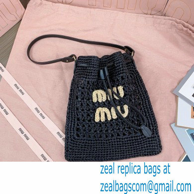 Miu Miuwoven raffia mini bag black 2024