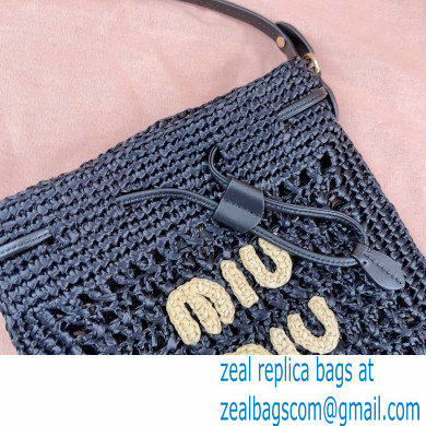 Miu Miuwoven raffia mini bag black 2024