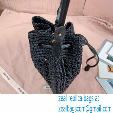 Miu Miuwoven raffia mini bag black 2024