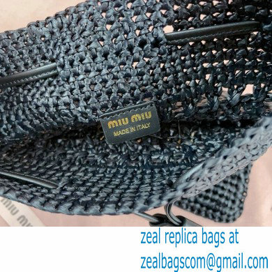 Miu Miuwoven raffia mini bag black 2024