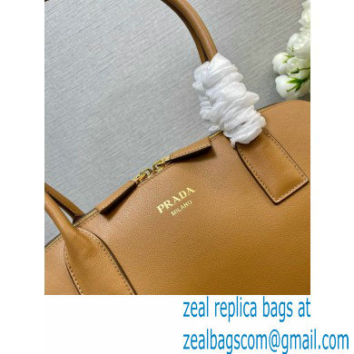 PRADA Large leather tote bag with zipper closure 1BG506 CARAMEL 2024