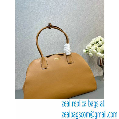 PRADA Large leather tote bag with zipper closure 1BG506 CARAMEL 2024