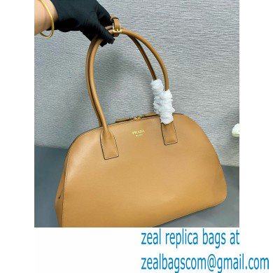 PRADA Large leather tote bag with zipper closure 1BG506 CARAMEL 2024