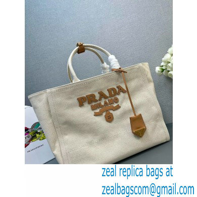 PRADA Large linen blend tote bag 1BG473 Natural 2024