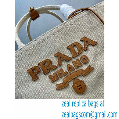 PRADA Large linen blend tote bag 1BG473 Natural 2024