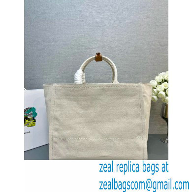 PRADA Large linen blend tote bag 1BG473 Natural 2024