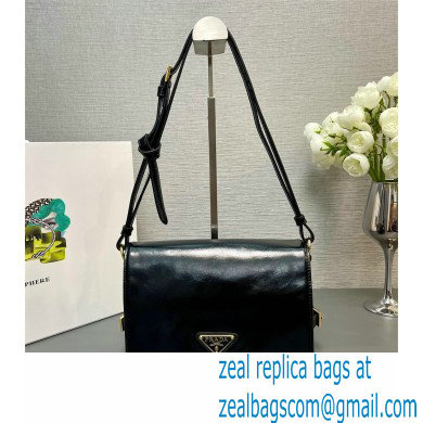 PRADA Leather shoulder bag 1BD082 BLACK 2024