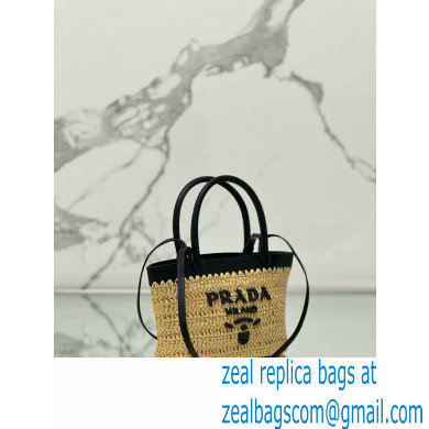 PRADA Mini crochet and leather tote bag 1BG501 Tan/Black 2024