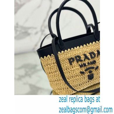 PRADA Mini crochet and leather tote bag 1BG501 Tan/Black 2024