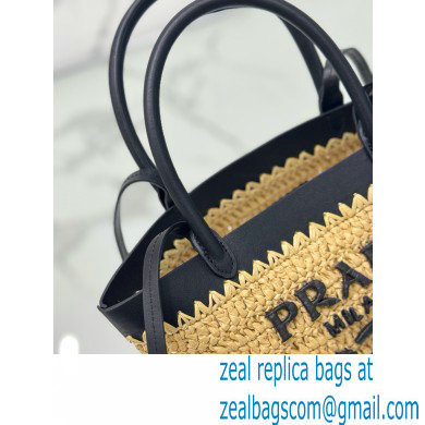 PRADA Mini crochet and leather tote bag 1BG501 Tan/Black 2024