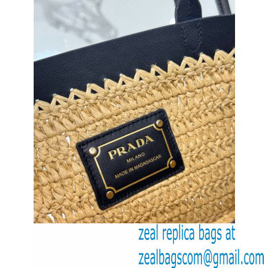 PRADA Mini crochet and leather tote bag 1BG501 Tan/Black 2024