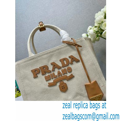 PRADA SMALL linen blend tote bag 1BG474 Natural 2024