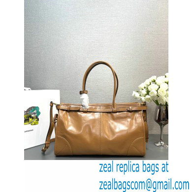 Prada Large leather handbag 1BA433 Brown 2024