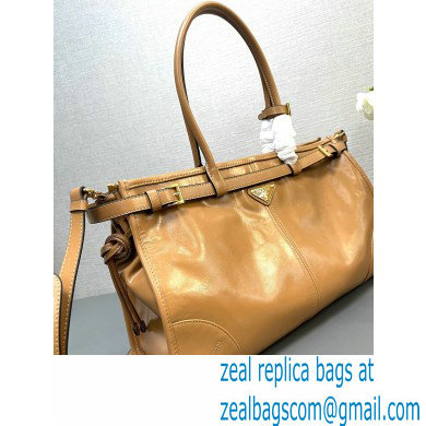 Prada Large leather handbag 1BA433 Brown 2024