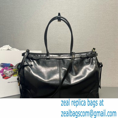 Prada Large leather handbag 1BA439 Black 2024