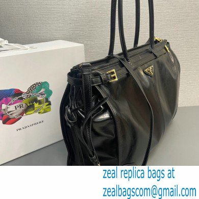 Prada Large leather handbag 1BA439 Black 2024