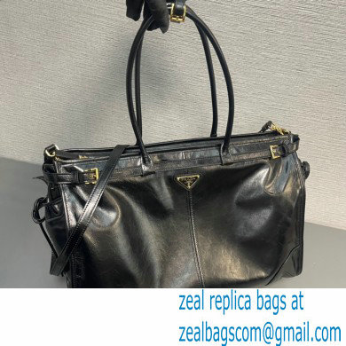 Prada Large leather handbag 1BA439 Black 2024