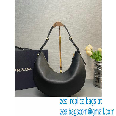 Prada Large leather shoulder bag 1BC212 Black 2024