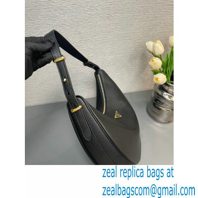 Prada Large leather shoulder bag 1BC212 Black 2024