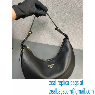 Prada Large leather shoulder bag 1BC212 Black 2024