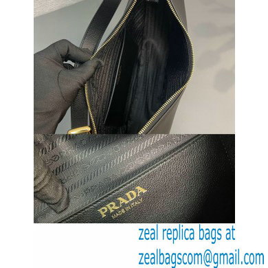 Prada Large leather shoulder bag 1BC212 Black 2024