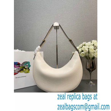 Prada Large leather shoulder bag 1BC212 White 2024