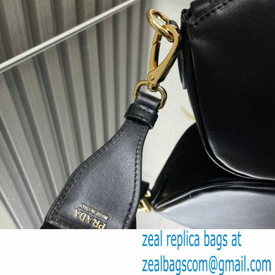 Prada Leather mini shoulder bag 1BH212 Black 2024