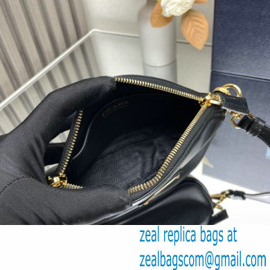 Prada Leather mini shoulder bag 1BH212 Black 2024