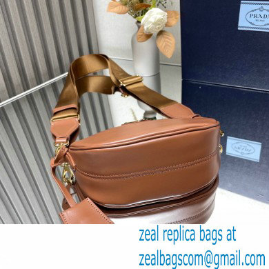 Prada Leather mini shoulder bag 1BH212 Brown 2024